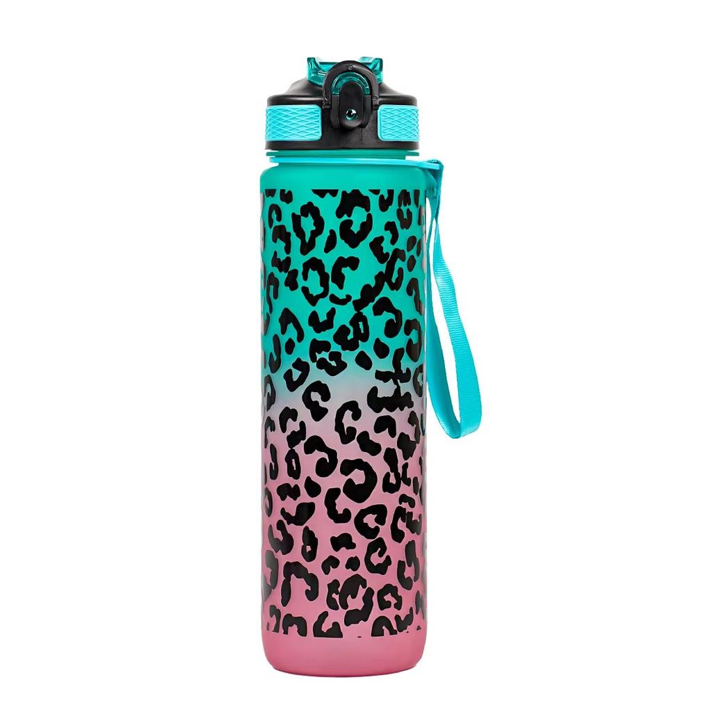 1 Liter Large Capacity Leopard print Plastic Cup Leak Proof Sports Water Bottle Drink items Outdoor Travel Portable Gym Bottle