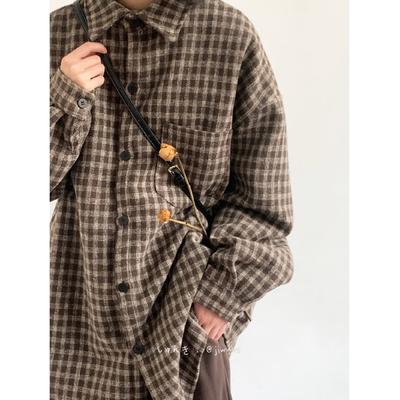 Japanese Style Vintage Loose Plaid Shirt Male and Female Trendy Brand Spring and Autumn All-Match Couple Shirt Pu Shuai Casual Long Sleeve Coat