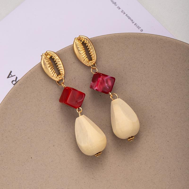 Creative Acrylic Earrings, Wood Water Drop Earrings, Niche High-End Earrings.