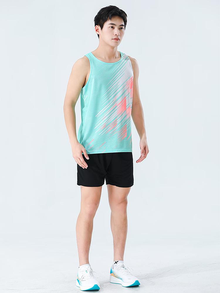 Track and field suit, sports training suit, men's sprinting sportswear, running vest, competition jersey, three-point pants.