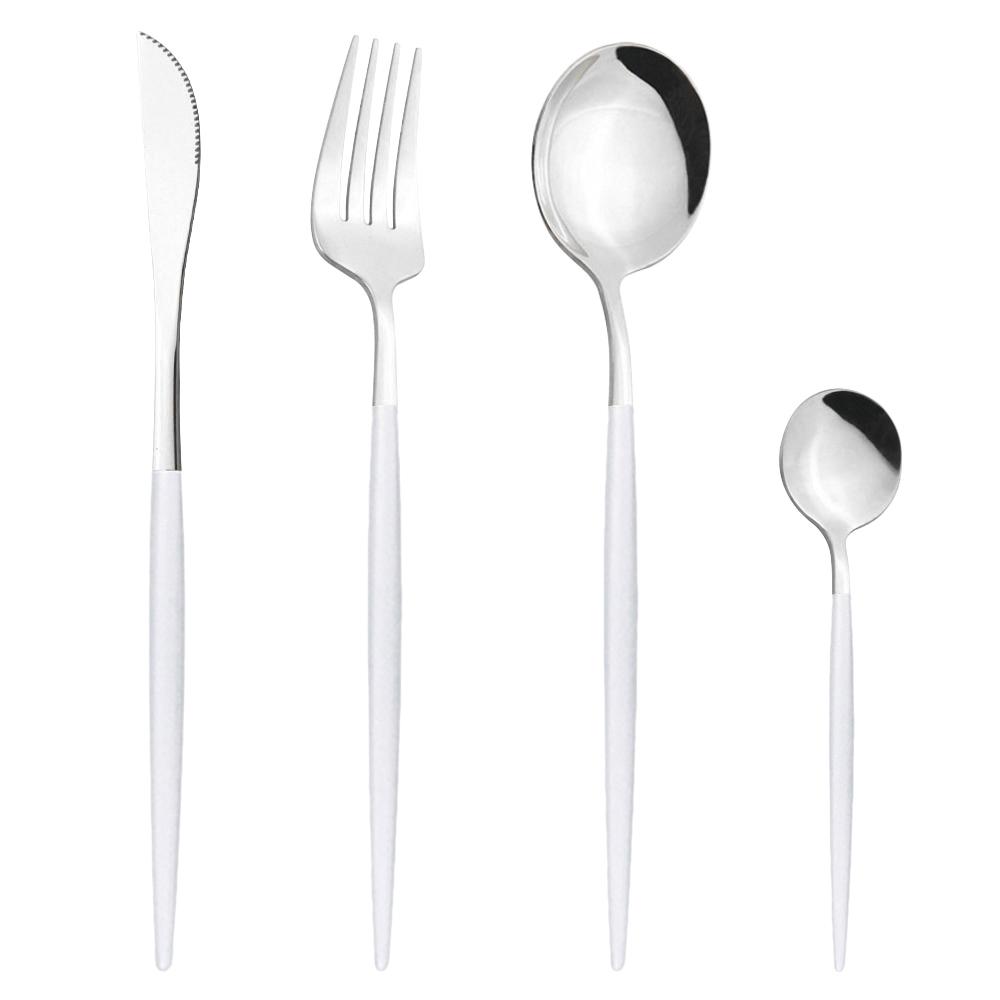 4Pcs/Set Colorful Dinnerware Set Stainless Steel Cutlery Dinner Set Knife Fork Coffee Spoon Silverware Set Kitchen Tableware Set