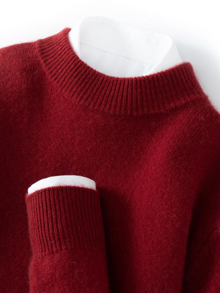 Men's Autumn Thickened Cashmere Round Neck Sweater - Light Business Style