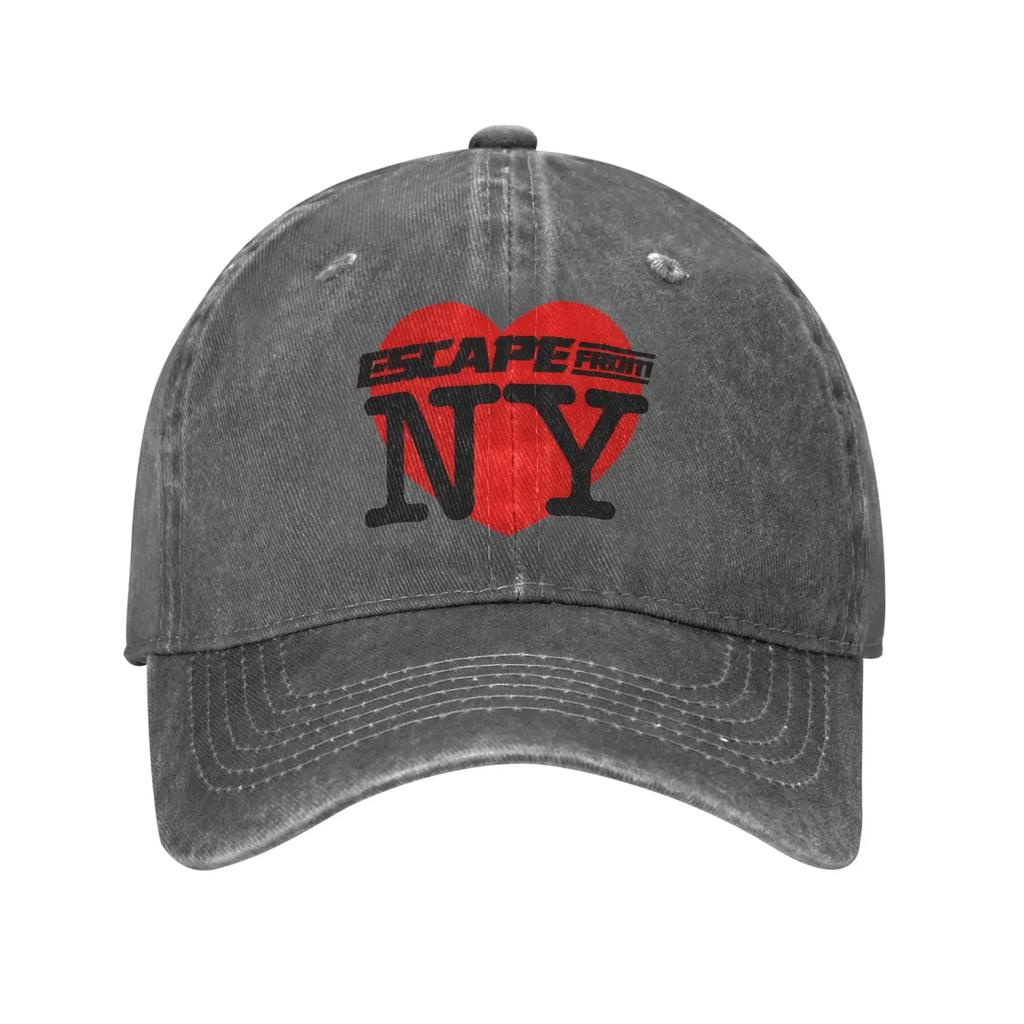 Unisex Flucht aus New York Snake Plissken Print Hüte Vintage verwaschener Denim Baseballkappe Verstellbar