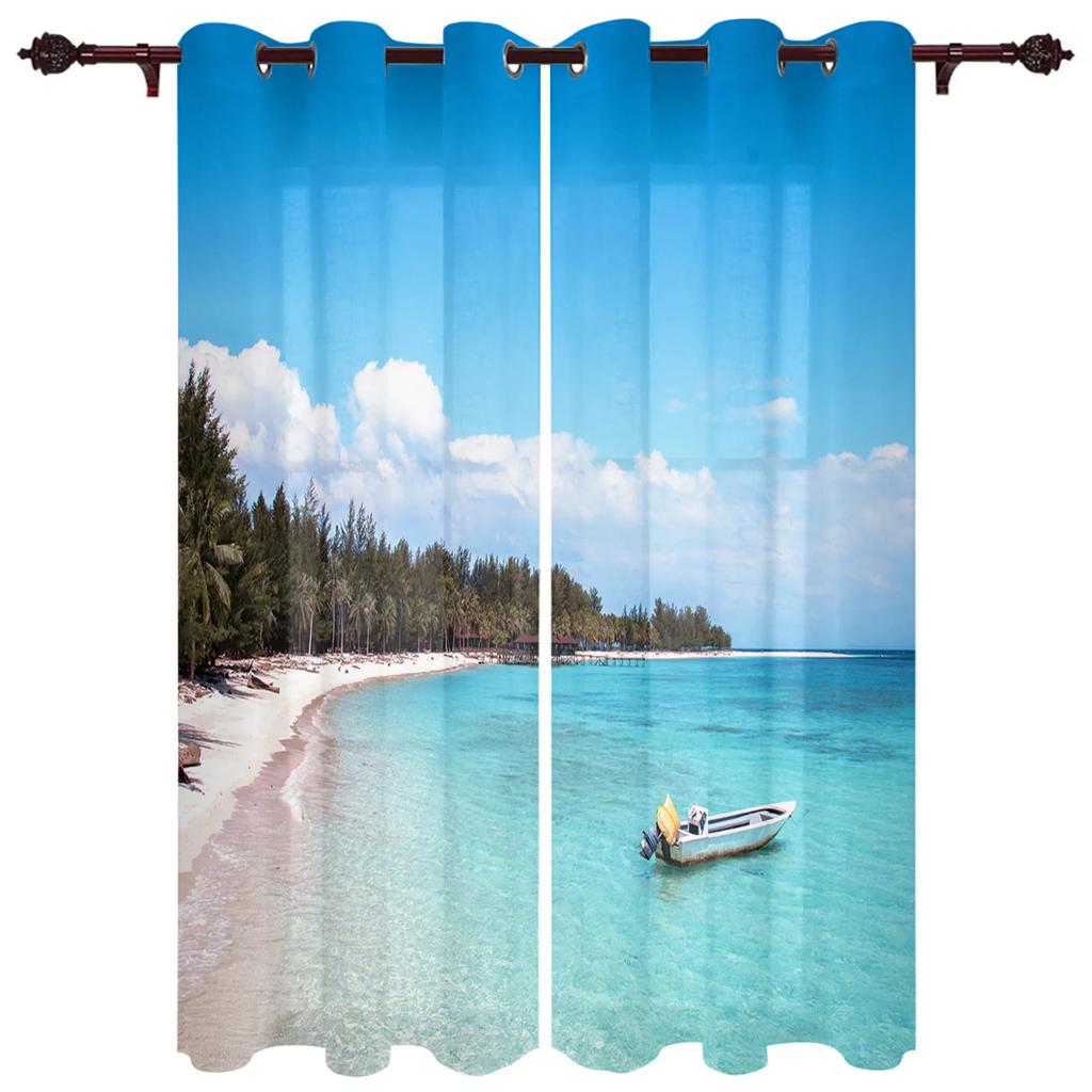Ocean Nautical Sailing Window Curtains Home Decor Living Room Curtains Kitchen Drapes Panel Curtains for Bedroom Windows cortina