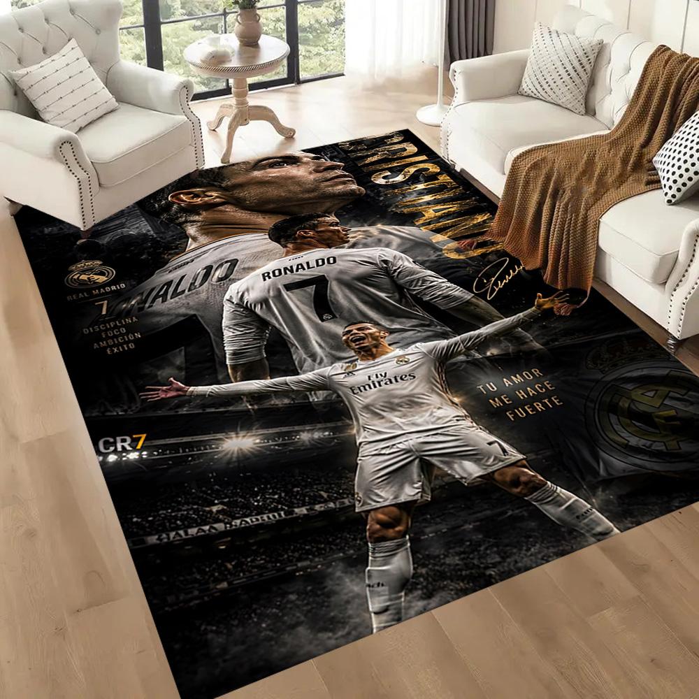 Ronaldo's Iconic Number Seven Square rugs are a great choice for living rooms, bedrooms, home décor, and as gifts.