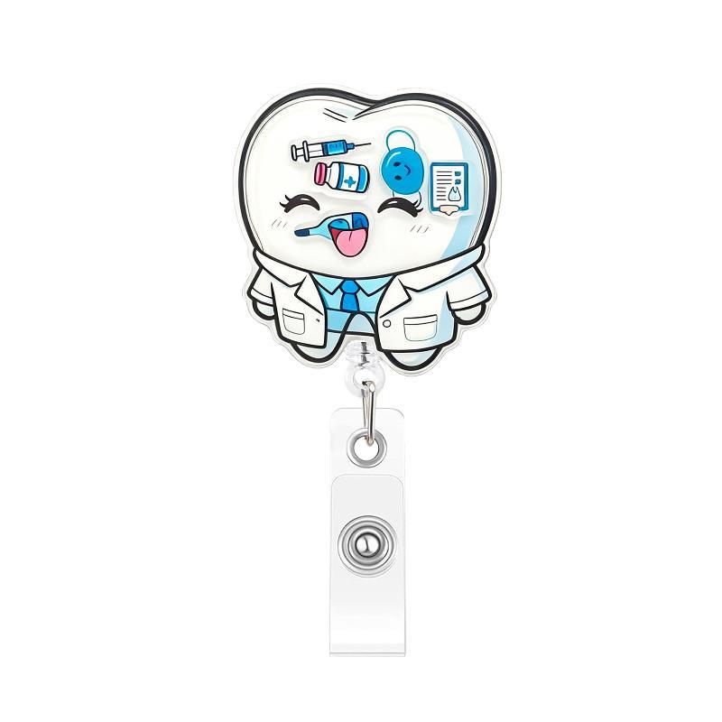 1 Stück Neues Design 1 Stück Shaker Acryl Einziehbar Krankenschwester Ausweisrolle Anime Herz Lunge Zähne Arzt Namensschild Ausweishalter Clip