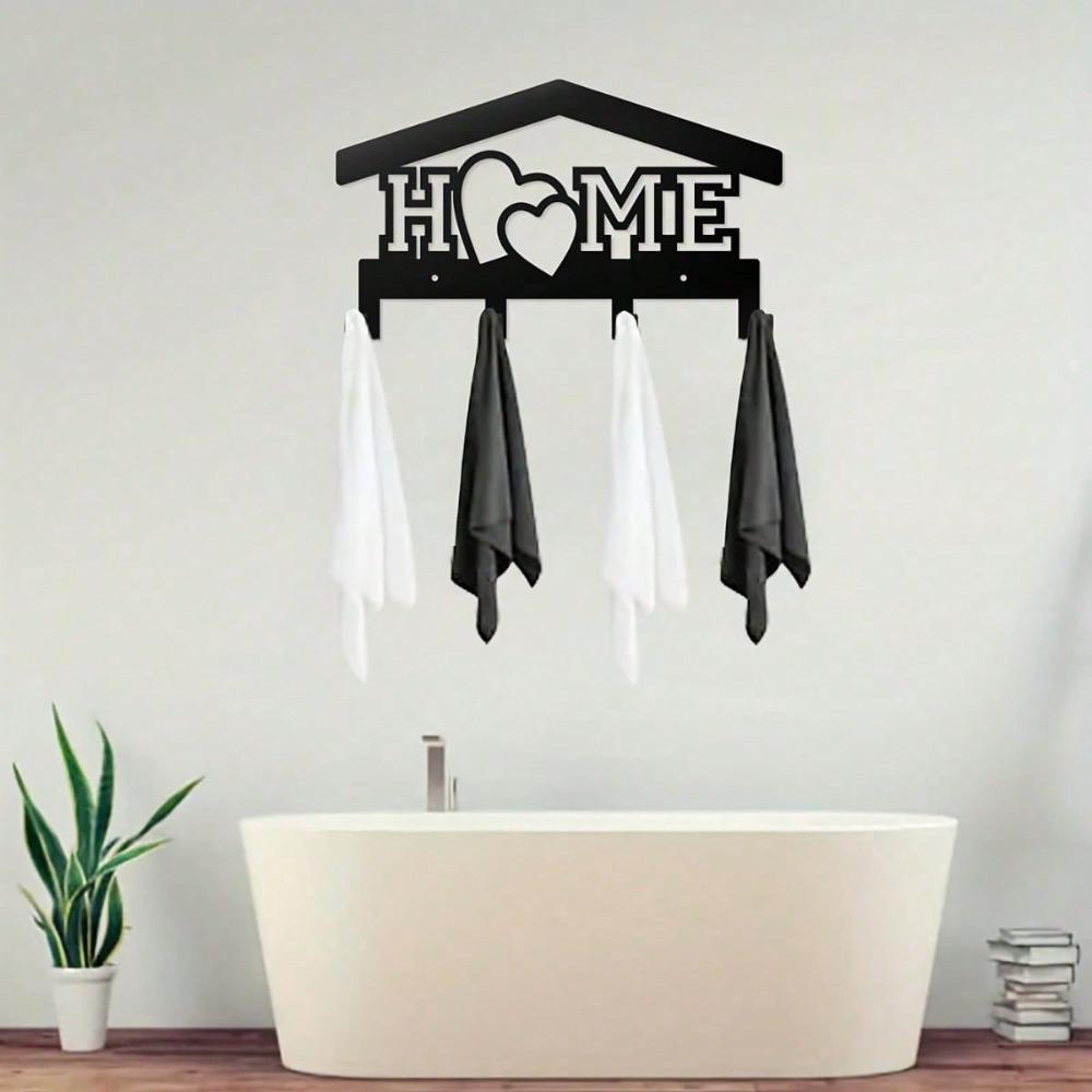 Rust Resistant Metal Wall Mounted Key Holder Dog Leash Hook Retro Rock Style Multifunctional Rack for Entryway Garage Decor