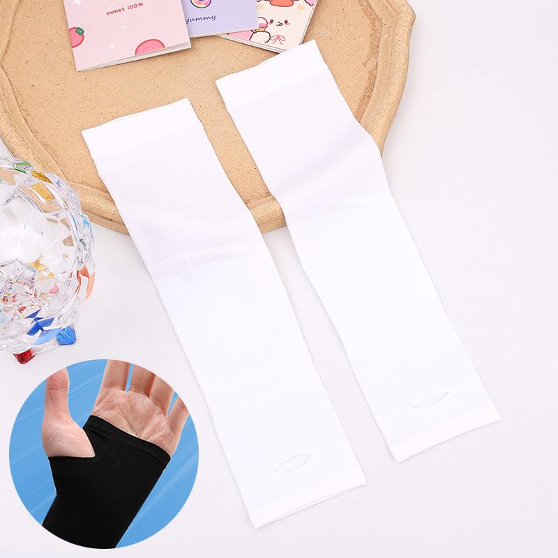 Sun Protection Arm Sleeves For Kids 4-12 Years Summer Sports Cooling Long Arm Cover Girls Boys Elastic Ice Cycling Beach Sleeve