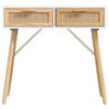 VidaXL Table console Blanc 80x30x75 cm Bois massif pin /rotin naturel 345624