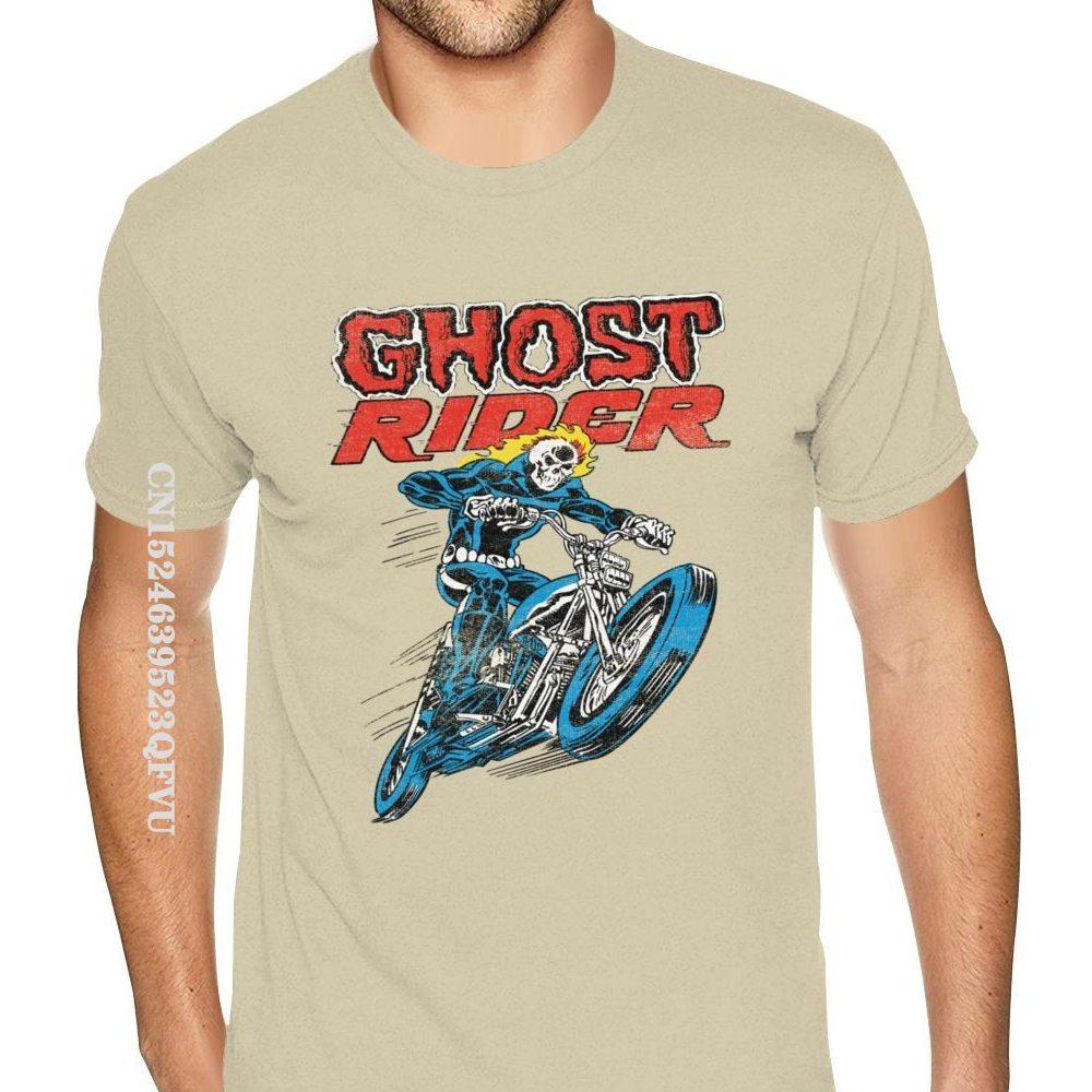 Lovely Ghost Rider Tee Shirts Men's Top Quality Gothic Style Anime Tshirt Pure Cotton Crew T-Shirts Punk Style