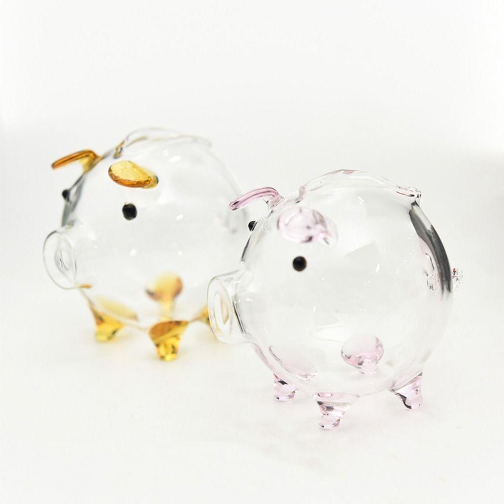 Cute Cartoon Piggy Money Bank Handmade Multi-purpose Coins Saving Box Practical Durable Glass Money Jar Desktop