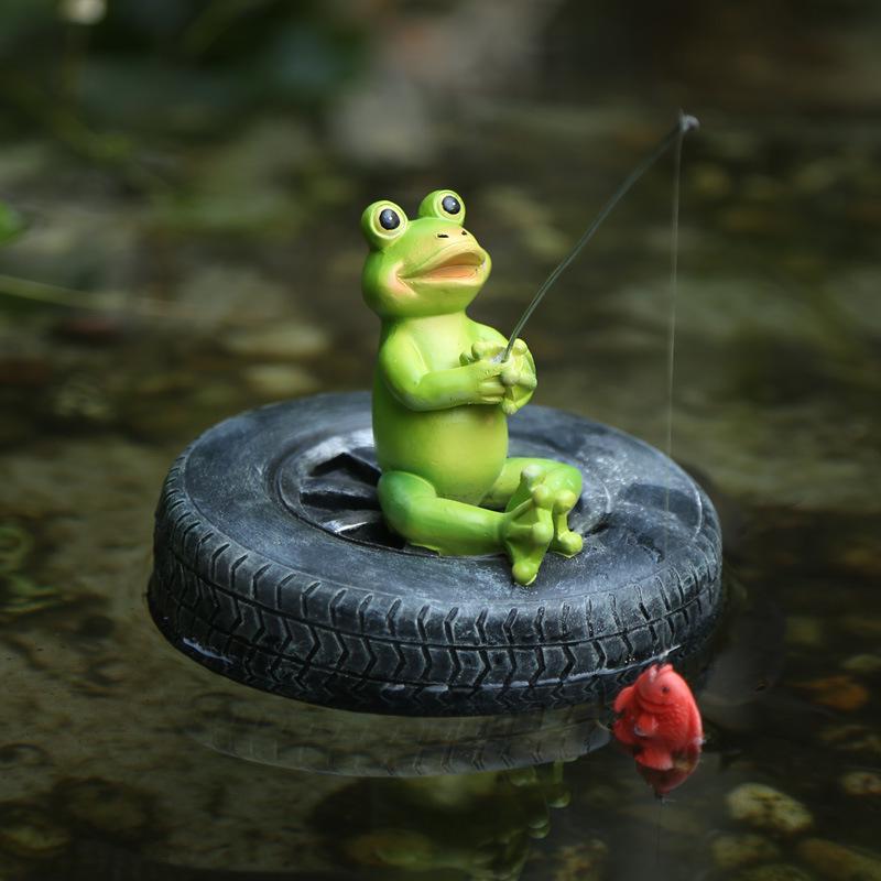 Travel Frog Zen Ornament - Resin Decor Gift for Office and Home