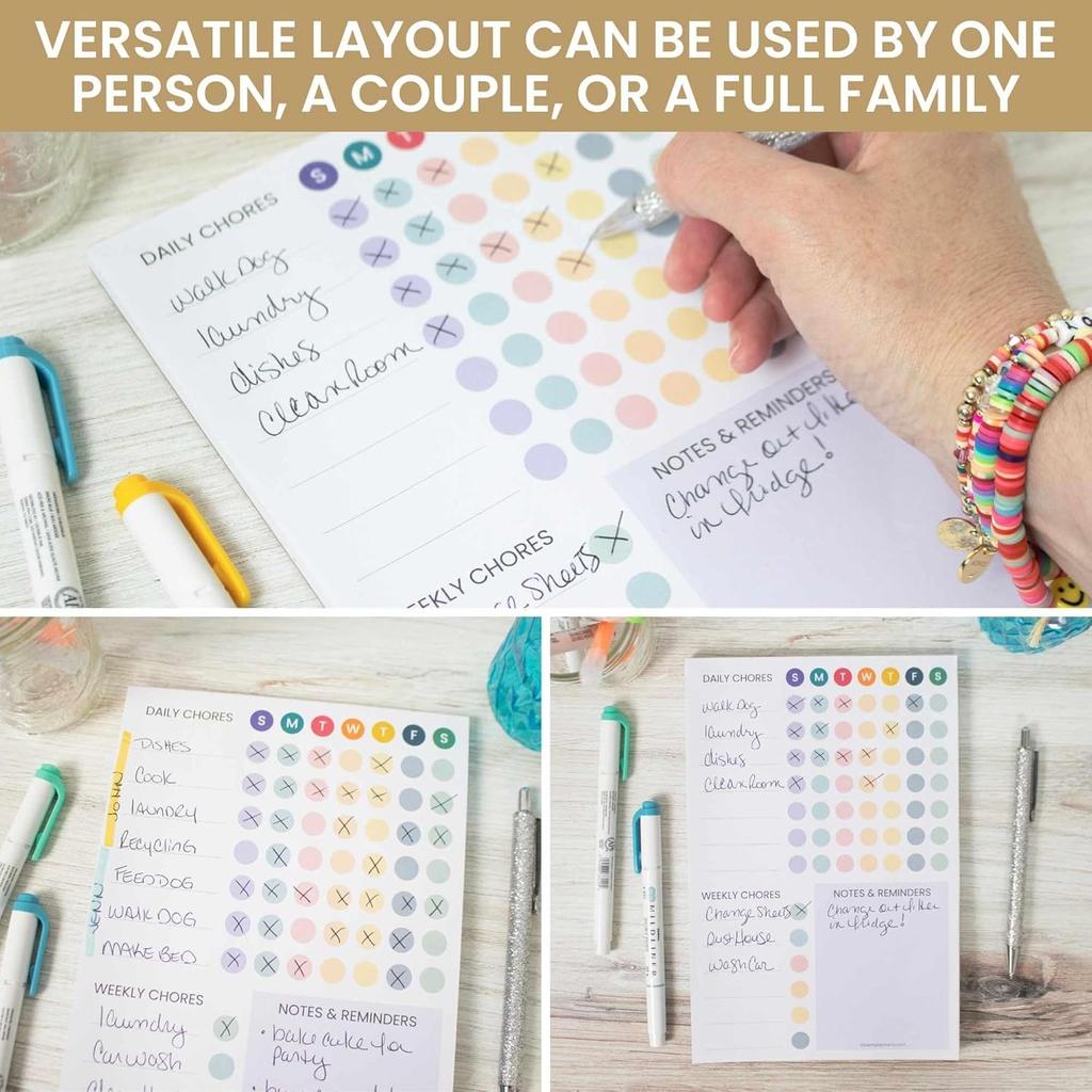 bloom daily planners Magnetic Chore Chart Planning Pad - Daily & Weekly Habit To Do Tracker for Adults, Teens, Kids - Family Organizer and