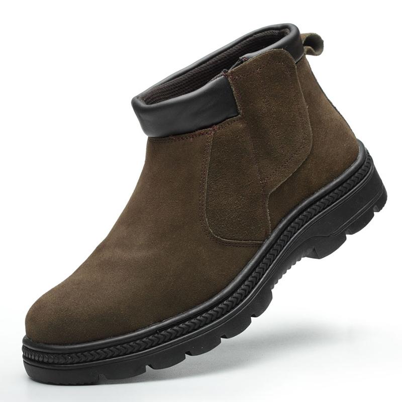 мужская мода стальные подноски рабочие защитные ботинки осень зима коровья замша кожа сварочные ботинки инструментальные средства безопасности ботильоны для мужчин 230 верблюд