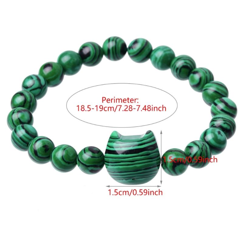 Stylish Women's Bracelet Cats Head and Healing Crystals Beaded Handchain Spiritual Healing Jewelry for Daily Wear