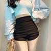 2025 Sommer Damen High-Waist Schwarze Schlankmachende Elastische Shorts - Vielseitig, Hüftbetont, Unregelmäßige Lässige Hotpants