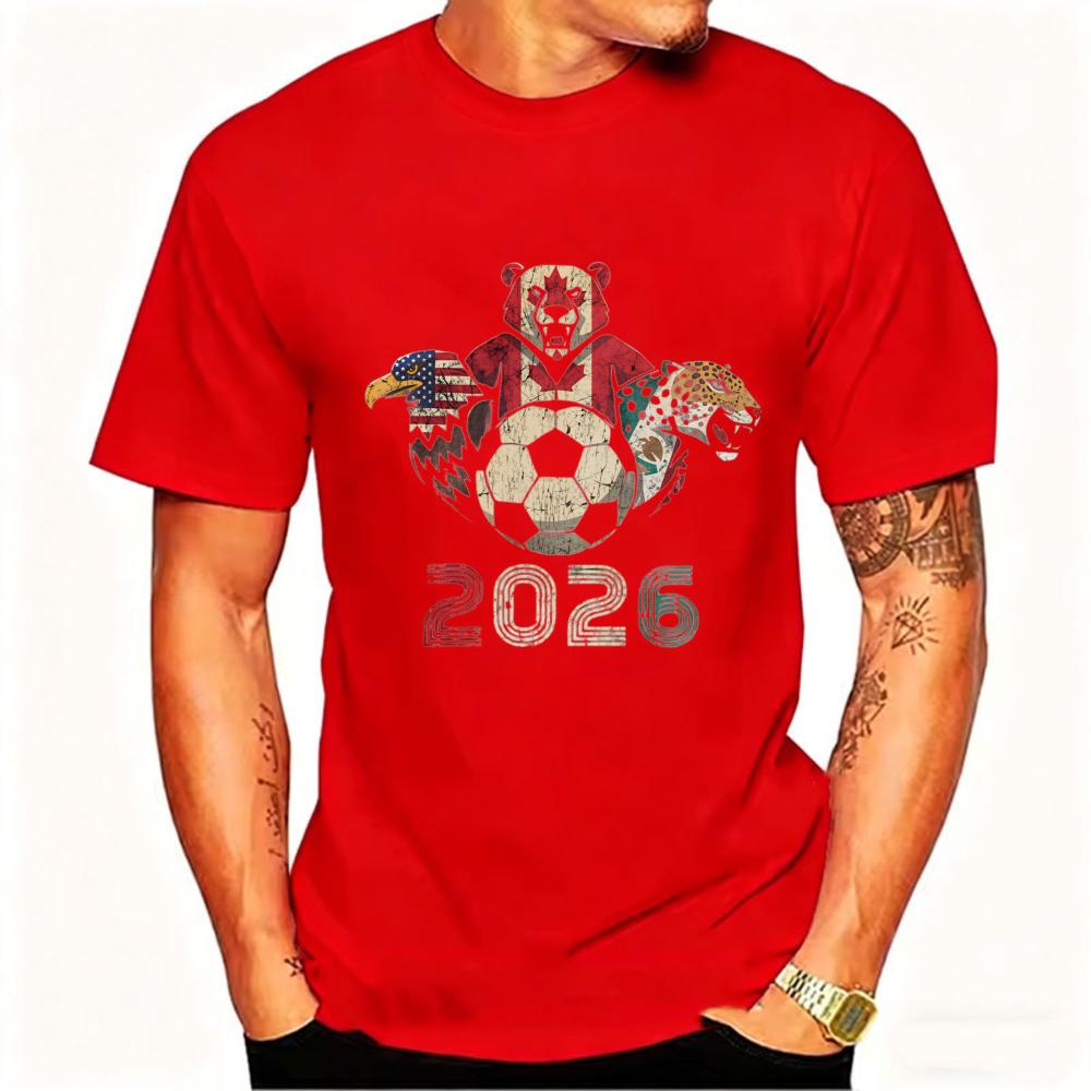 2026 USA Kanada Mexiko Fußball T-Shirt Schwarzer Adler Bär Jaguar Grafik-T-Shirt Perfektes Geschenk für Nordamerikanische Fußballfans