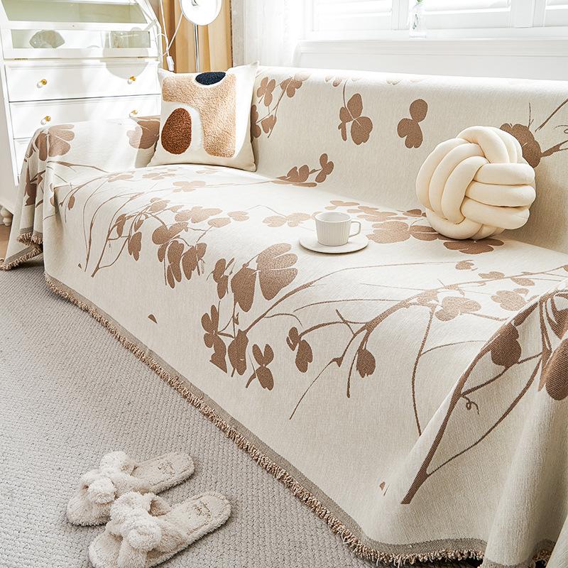 INS Style Flower Chenille Sofa Towel Anti-Scratching Non-Stick Wool Sofa Cover Cloth Four Seasons Universal Non-Slip Sofa Slipcover