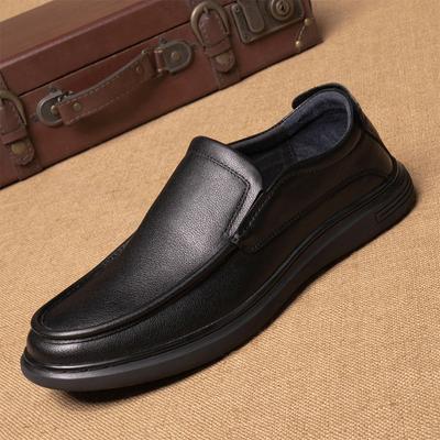Autumn New Men's Shoes Genuine Leather Casual Men's Leather Shoes Fashionable Business Casual British Round Toe Black Leather Shoes