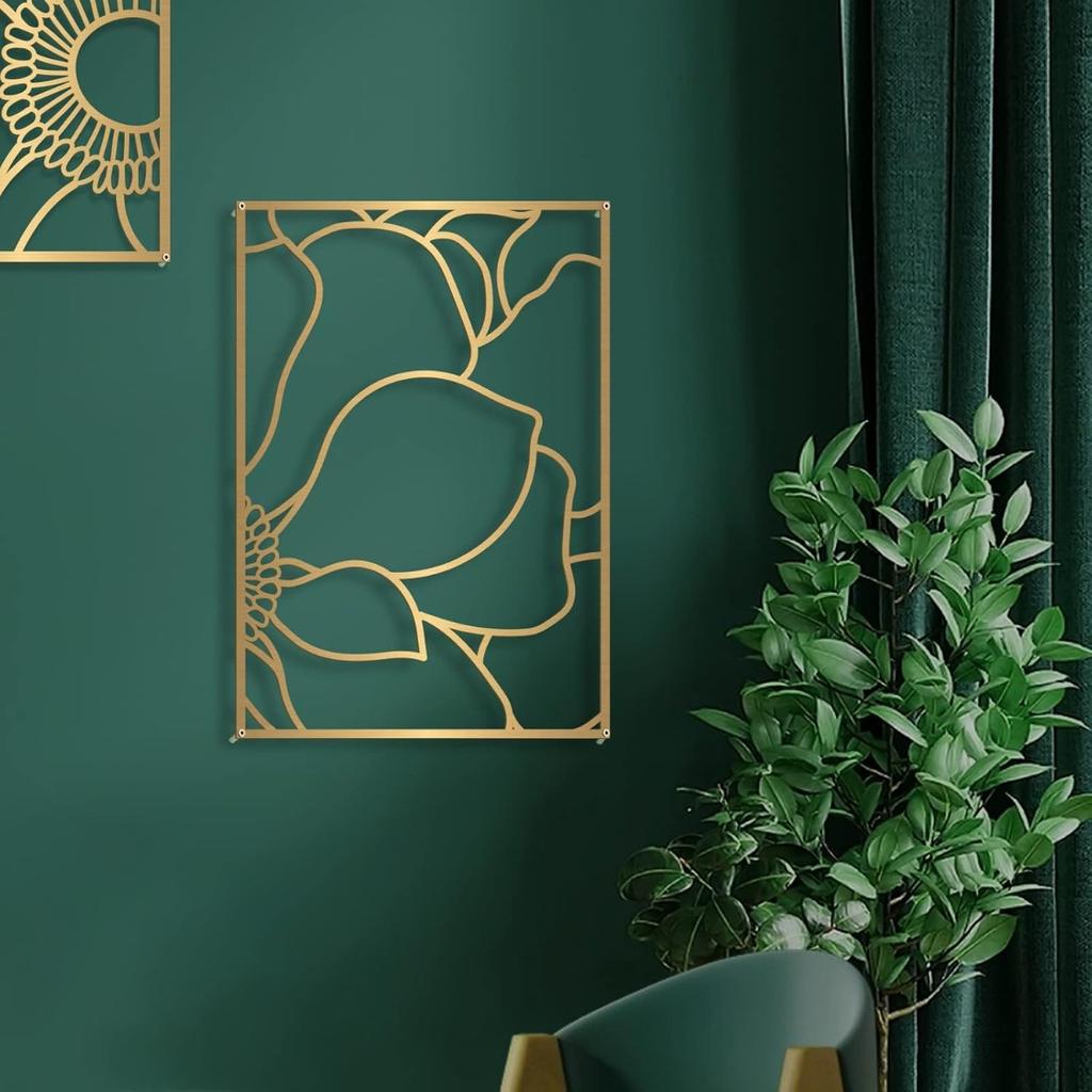 1pc Gold Floral Single Line Metal Wall Art Minimalist Abstract Home Hanging Decor Holiday Gift