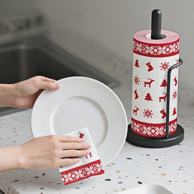1pcs Christmas Printed 3-Ply Kitchen Paper Oil Absorbent Absorbent Virgin Pulp Party Decor Festive Towel Kitchen Supplies