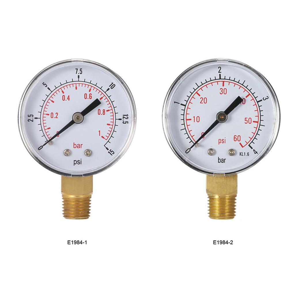 50mm Pool Filter Water Pressure Hydraulic Pressure Gauge Meter Manometer 1/4" NPT Thread Air Pressure Meter Glycerin Filled