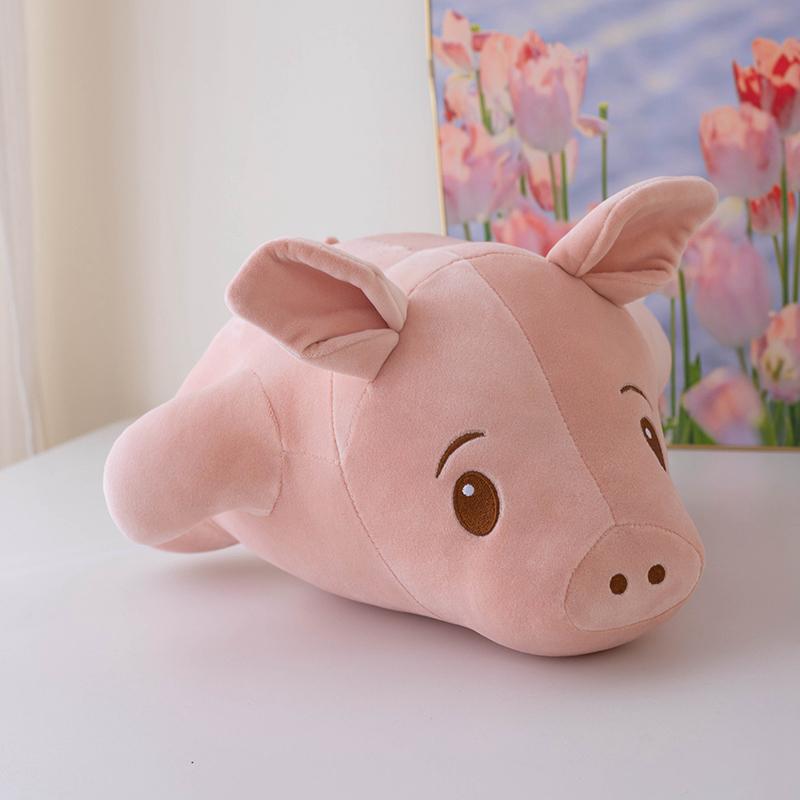 35/45Cm Squishy Knuffel Liggend Varkentje Varken Pluche Speelgoed Gevuld Ogen Open Gesloten Cartoon Dier Pop Slaapmaatje Cadeau 35cm
