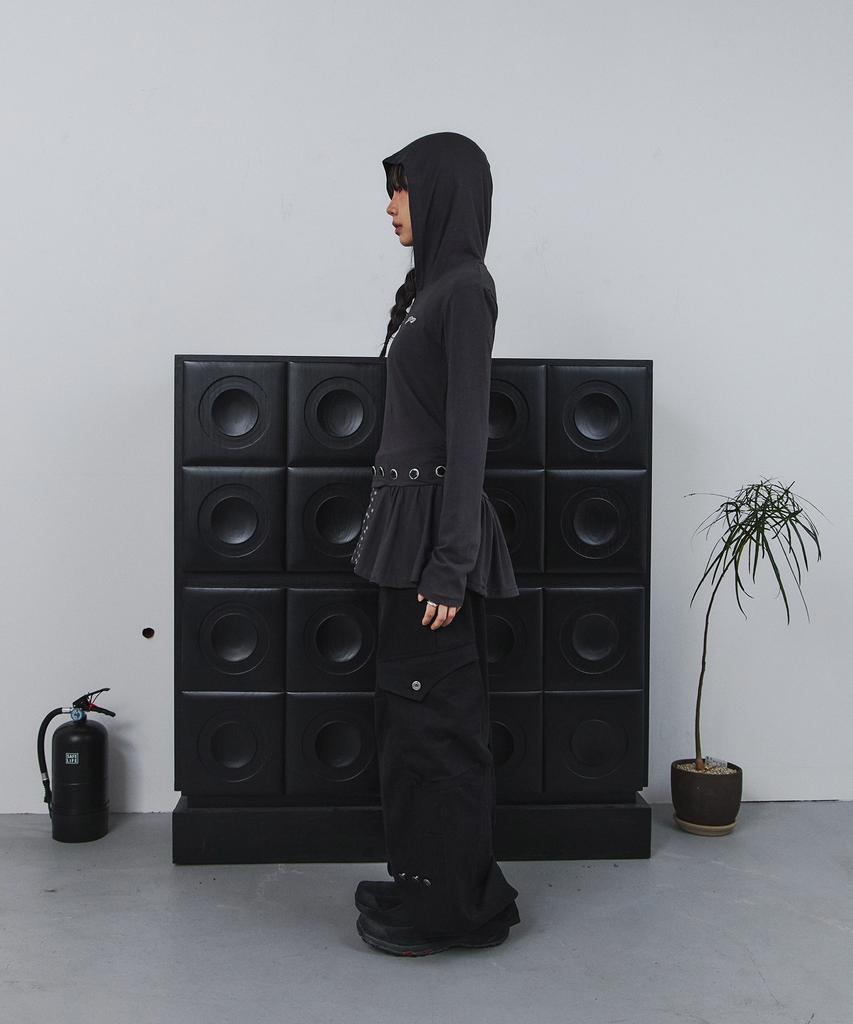 Tansanmageunesyum Button Hooded Layered Dress (Charcoal)