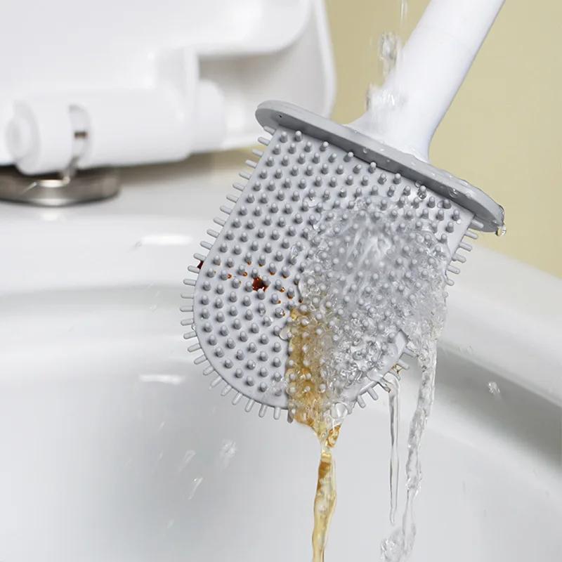 

1 Wall Hanging Long Handle Toilet Brush, Silicone Cleaning Brush, Durable, Easy To Clean, Suitable For Bathroom, Toilet Cleaning