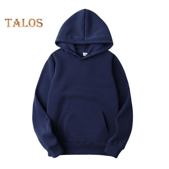 

Толстовка унисекс с большим передним карманом, однотонная свободная толстовка с капюшоном, длинные рукава, повседневная спортивная толстовка с капюшоном M темно-синий