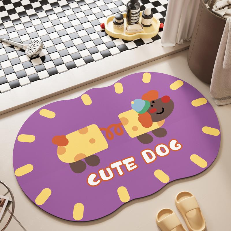 Mengqu Puppy Entrance Dirty Door Mat Bathroom Shower Room Strong Absorbent Foot Mat Diatom Mud Style Floor Mat