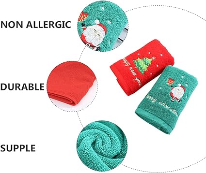 Large Christmas Hand Towels For Bathroom, Cotton Christmas Kitchen Towels, Decor Itemative Embroidery Holiday Towels For Kids