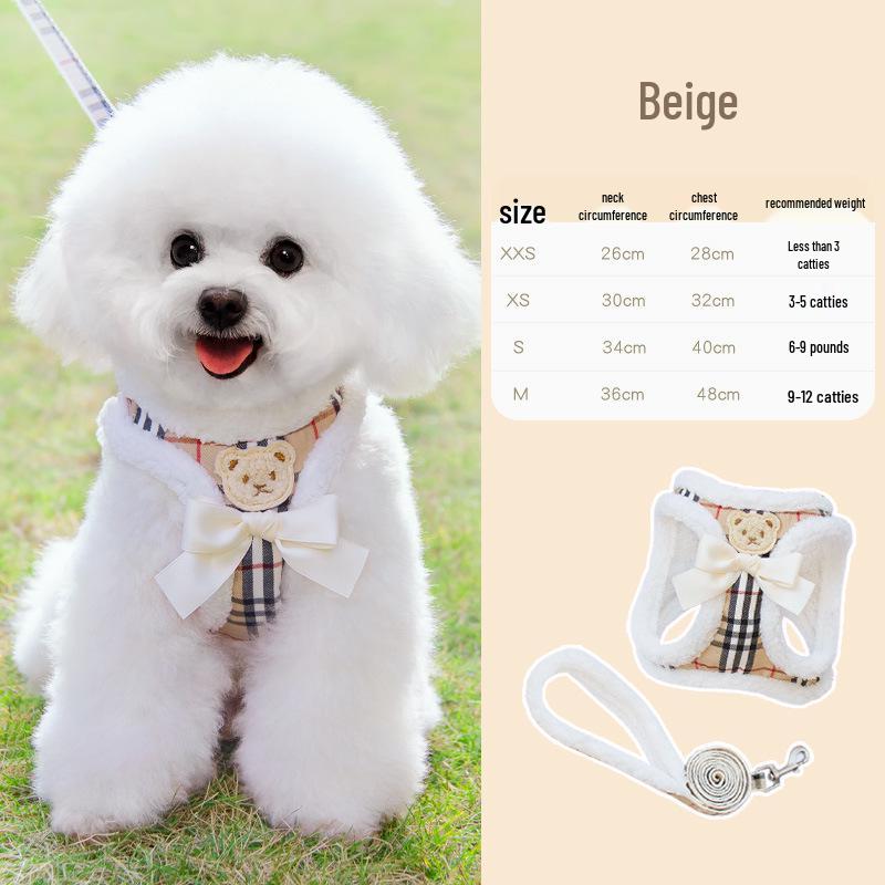 Cozy Winter Anti-Escape Dog Harness & Leash Set for Small Pets XXS for under 3 lbs