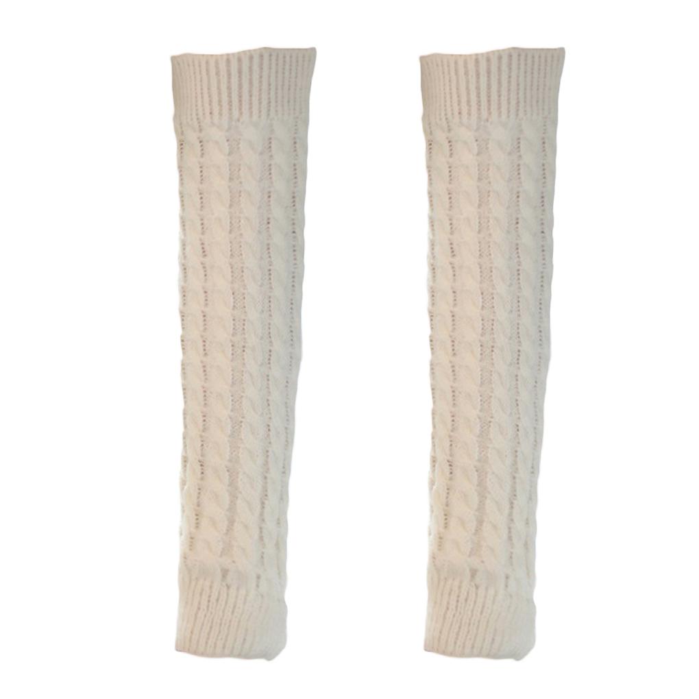 Winter Leg Warmers Twist Knit Knitted Long Boot Socks Solid Crochet Foot Cover