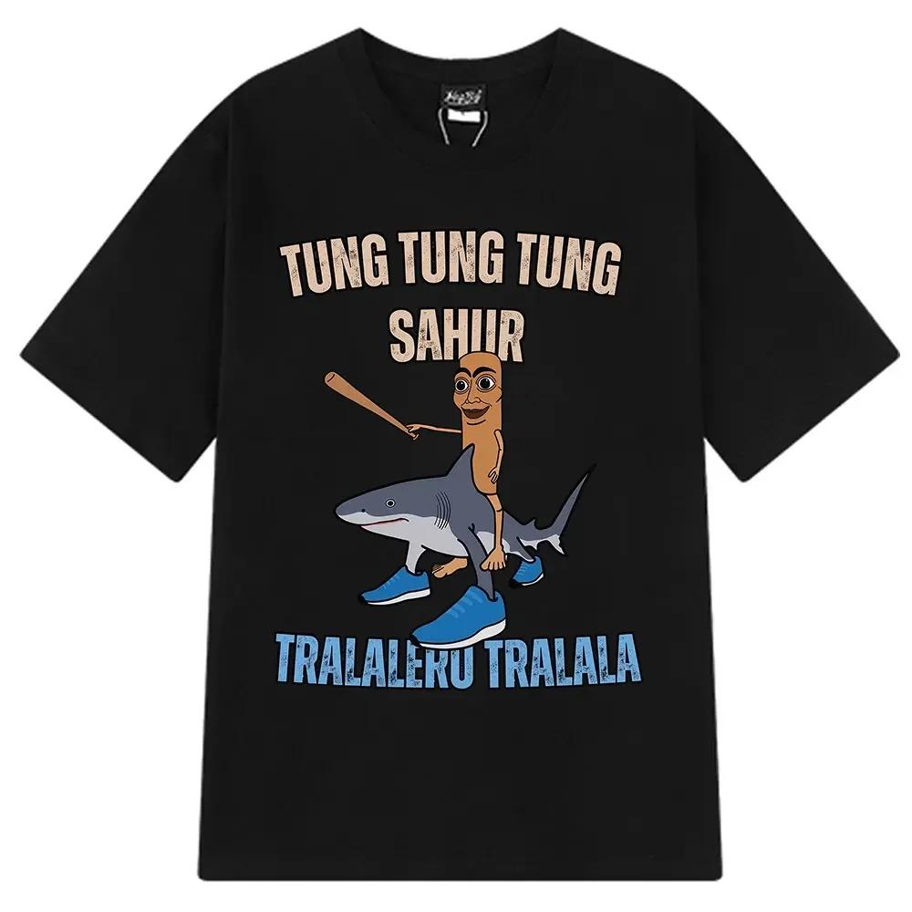 Italiensk Hjärnröta Tralalero Tralala Tung Tung Tung Sahur Bombardiro Krokodil Rolig Meme T-shirt Dam Mode T-shirts