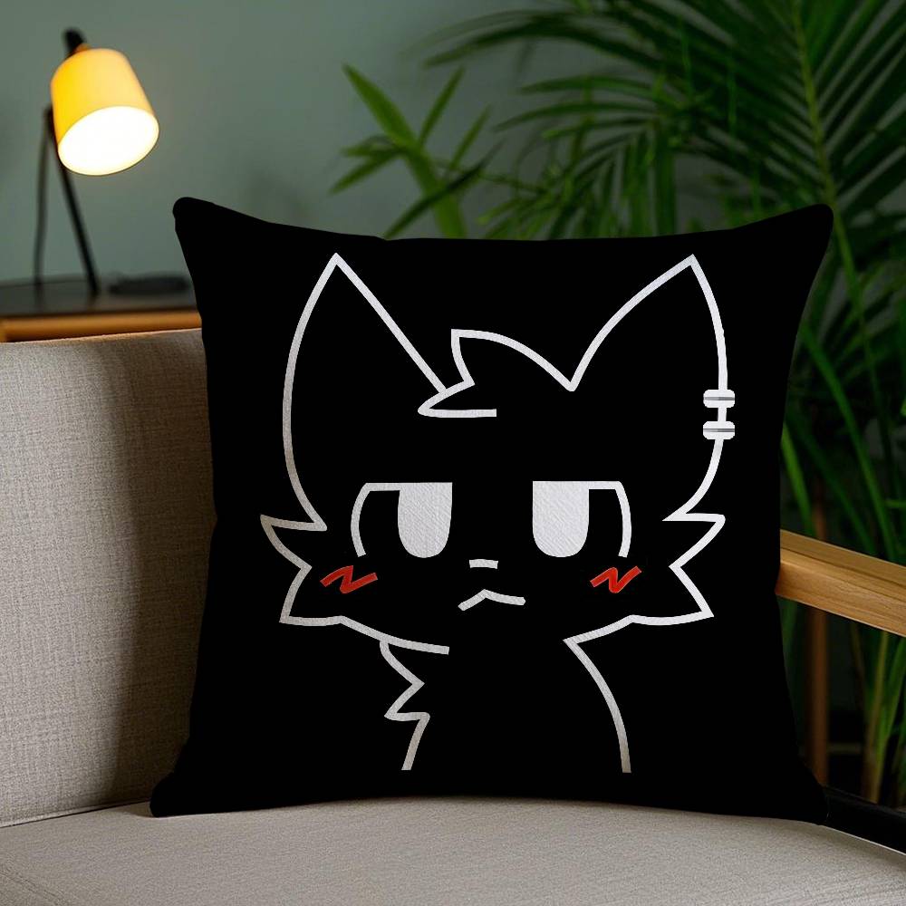 Cute Cartoon Beautiful Cat Boykisser Pillow Case Anti-dustmite Pillowcase Invisible Zipper Silky Short Plush Sofa Cushion Cover