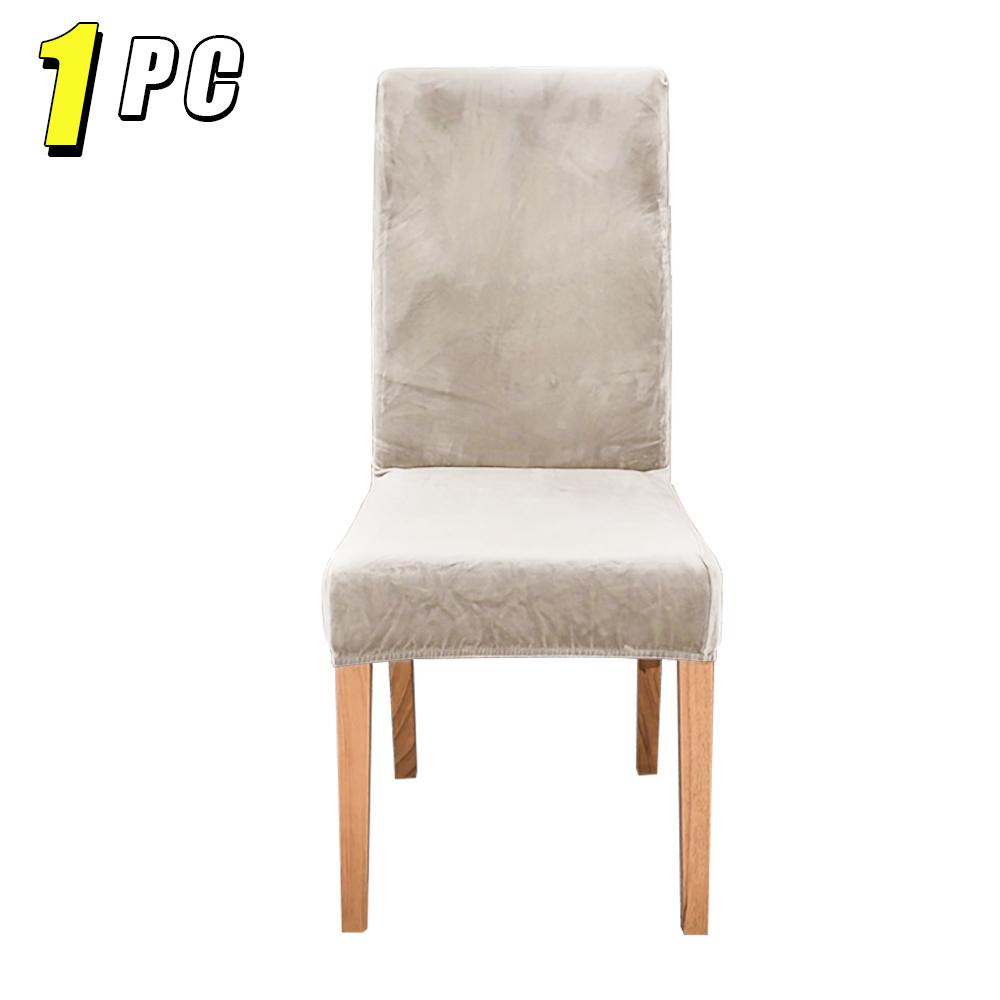 1/4pcs Velvet Chair Covers Dining Room Elastic Soft Seat Cover Solid Color Dustproof Furniture Protector Restaurant Banquet Home