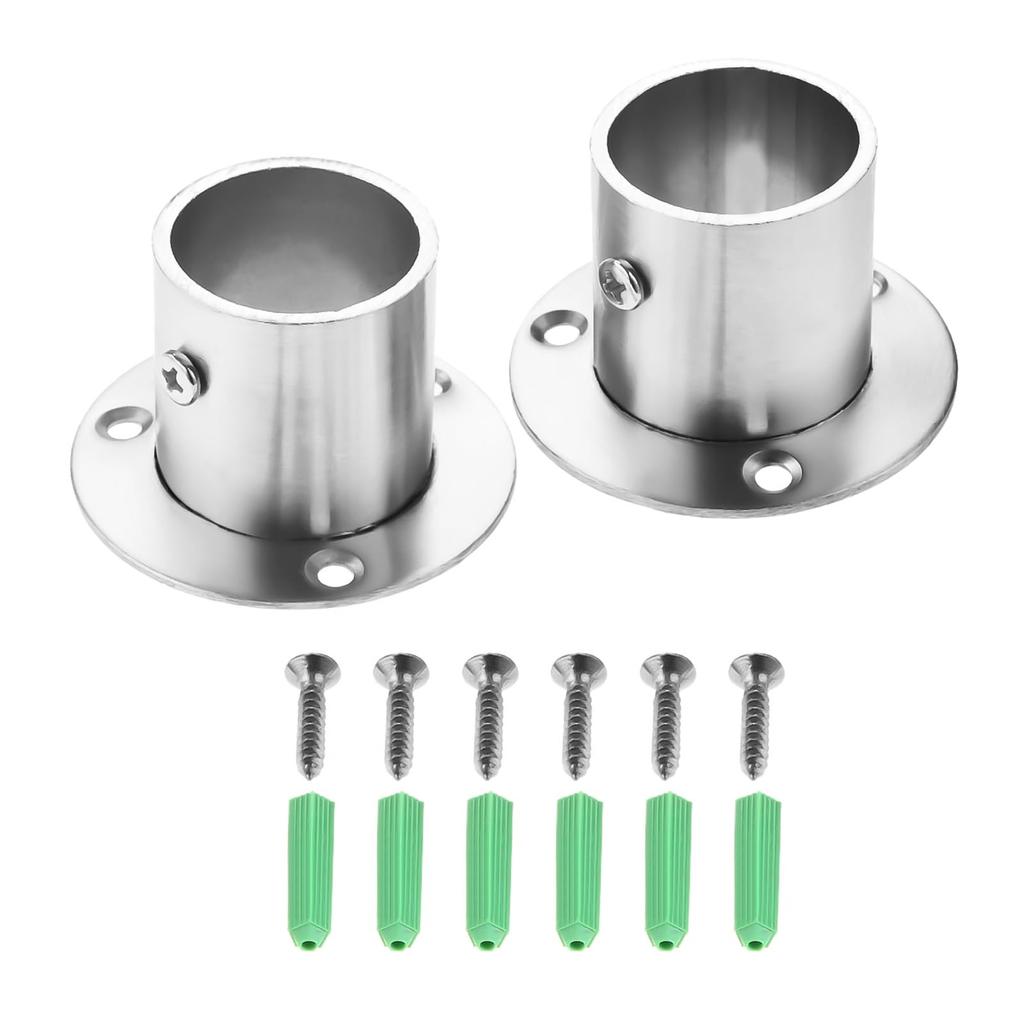 2 Pezzi Acciaio Inossidabile Barra Appendini Asta Supporto Estremità Supporto Flangia-32mm
