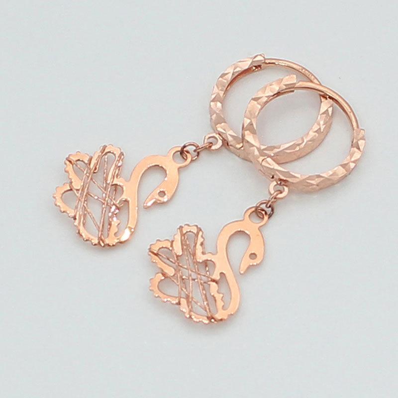 Pure Purple Gold Hollow Swan Earrings Women S Simple And Exquisite Temperament Rose Gold Plated Earrings