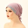 Fashion Shiny Rhinestone Cotton Modal Inner Caps Hat Women Muslim Hijab Underscarf Jersey Caps Islam Turban Female Headscarf