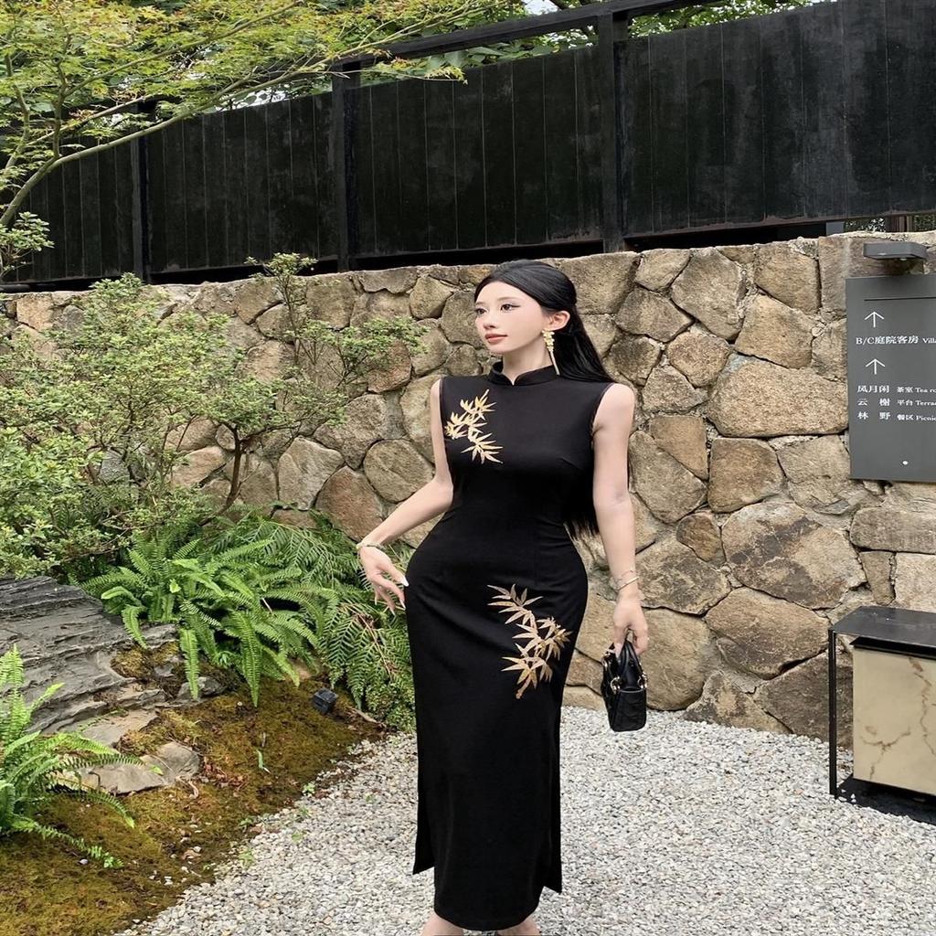 [Original Embroidery] [Hidden Zipper] New Chinese Style Dress Women's Summer Embroidery Cheongsam Dress Slim