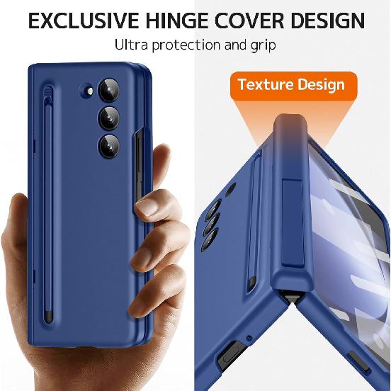 NINKI Slim Pen Case for Samsung Galaxy Z Fold 6 Case with Blue S Pen and Stylus Pen Holder & Kickstand,Hinge Case for Samsung Z Fold 6