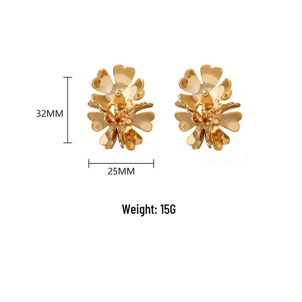 Luxury Niche Design Flower Earrings: Trendy Metal Style Studs, Elegant & Versatile for Women