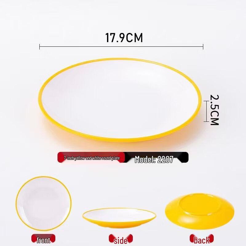 A5 Melamine Round Flat Dinner Plates, Pack of 5