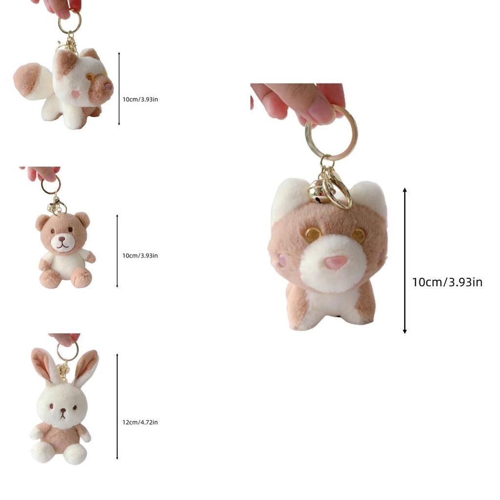 Milk Tea Bunny Plush Keychain With Short Plush Material For Teen Gift