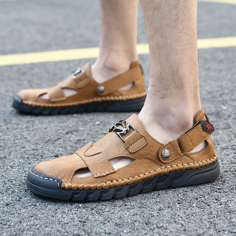 Summer Men's Leather Sandals Outdoor Slippers Classic Roman Sandals Sneaker Beach Rubber Flip Flops Men's Water Trekking Sandals