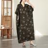 DIMANAF New 2026 Women Plus Size Spring Summer Beach Vintage Long Dress Floral Print Loose Oversize Maxi
