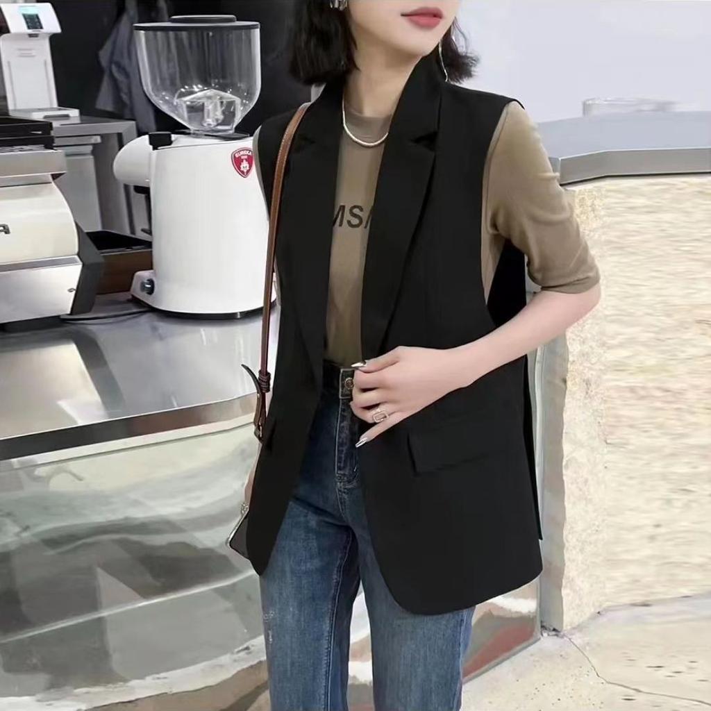 Fasjonabel og elegant dressvest med splittkantdesign Slim fit jakke