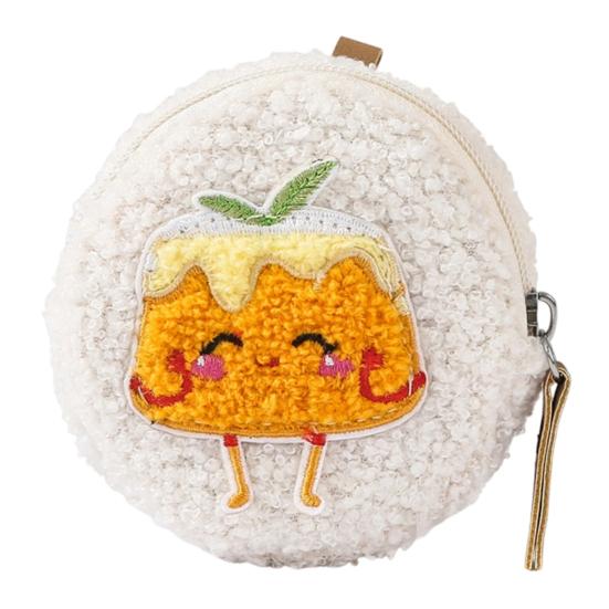Mini Round Coin Purse Plush Small Pouch Cute Zipper Pouch Compact Change Purse