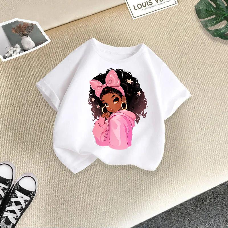 

Детская футболка Cool Girl с принтом Детская 100% хлопок Топы Круглый вырез Короткий рукав Детская 2-13 лет Футболка 4T(110cm)